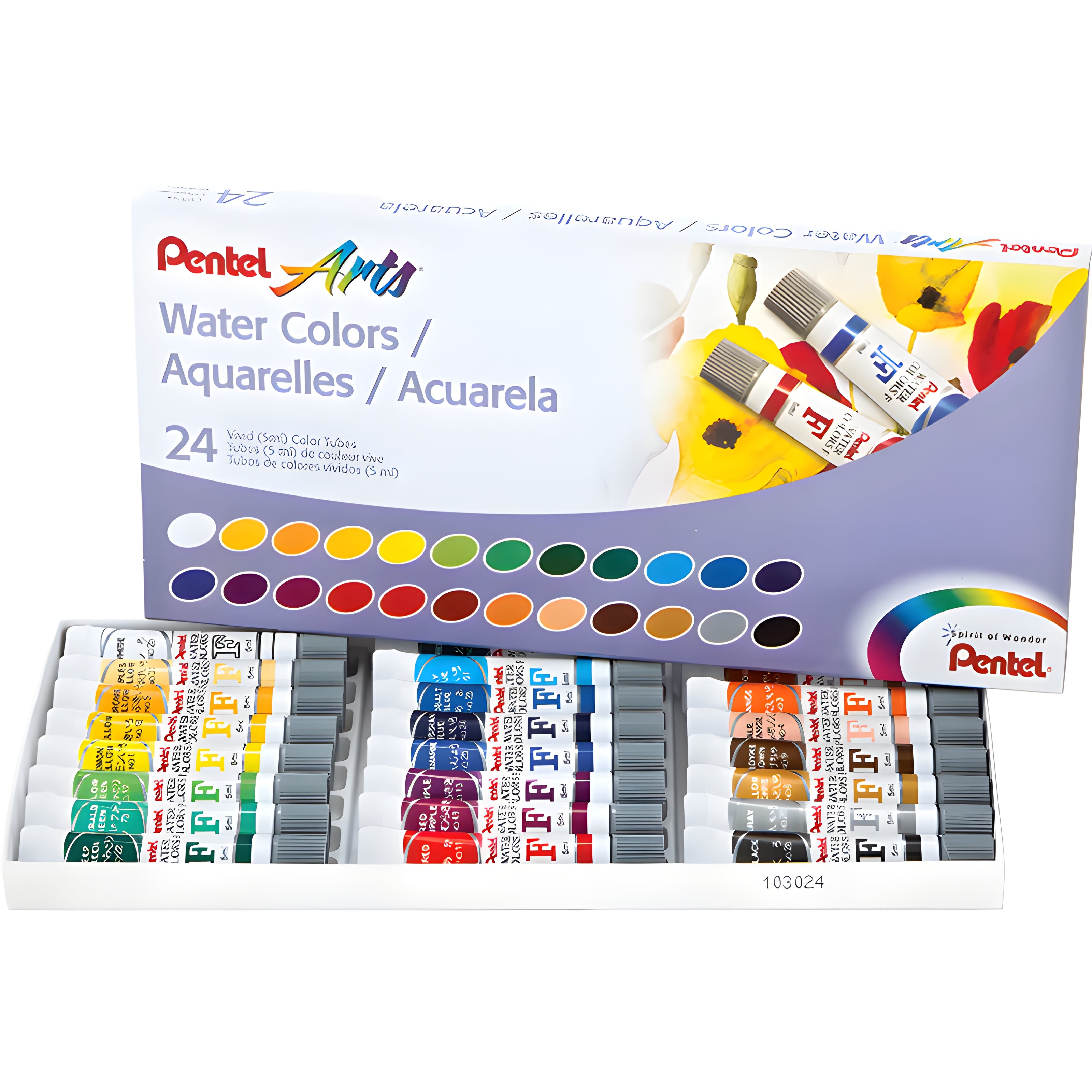 Estojo Tinta Aquarela Wfrs Pentel 5ml com 24 Cores