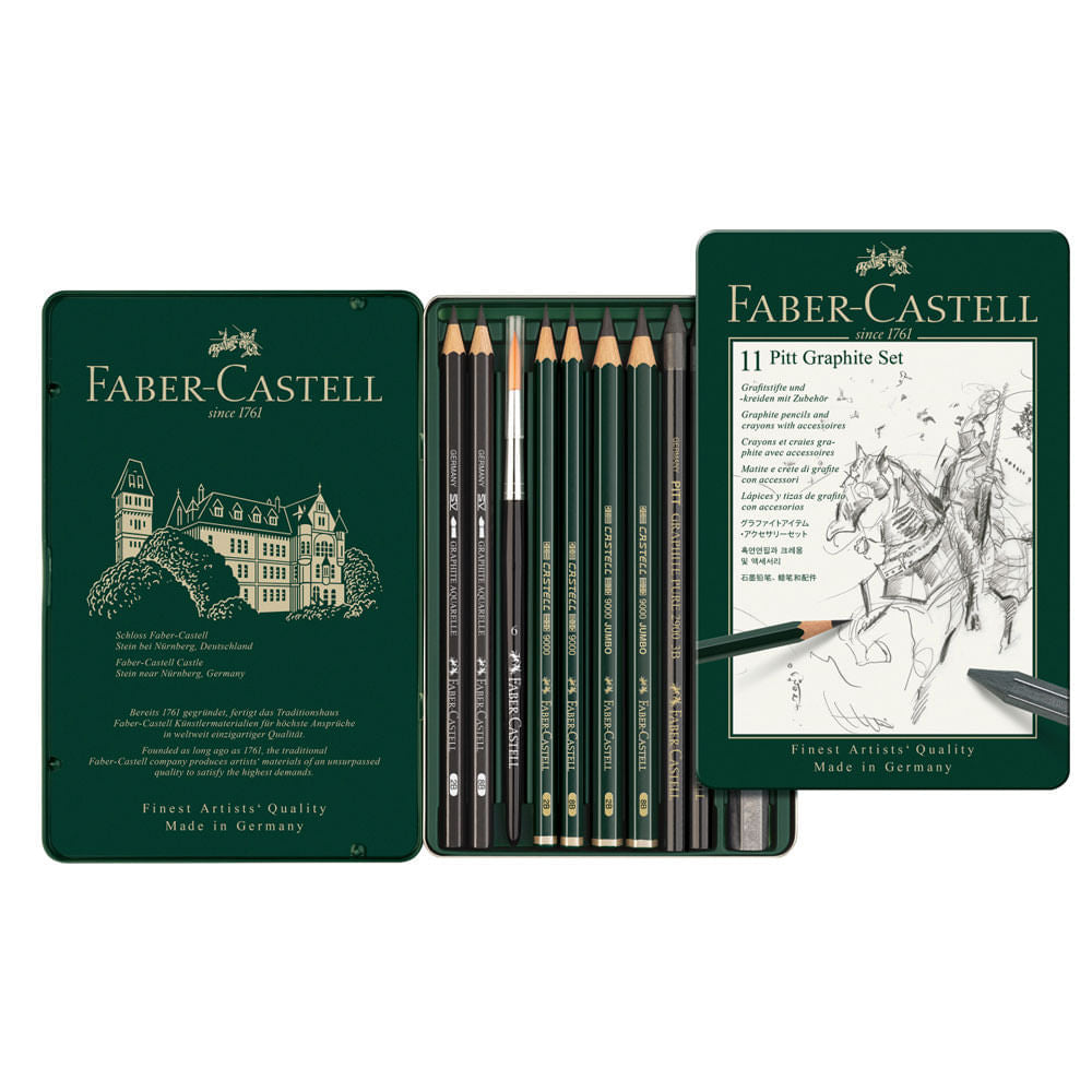 Estojo para Desenho Grafite Pitt Pequeno 11 Peças Faber-castell 112972