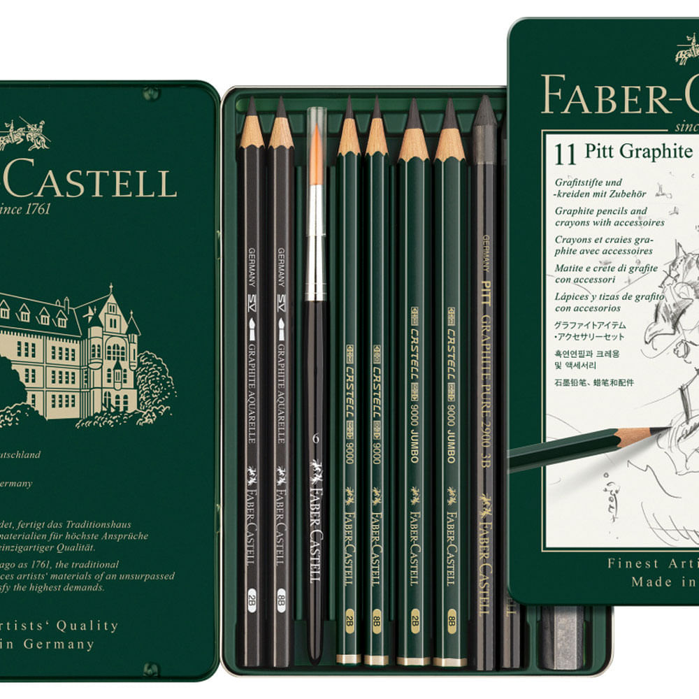 Estojo para Desenho Grafite Pitt Pequeno 11 Peças Faber-castell 112972