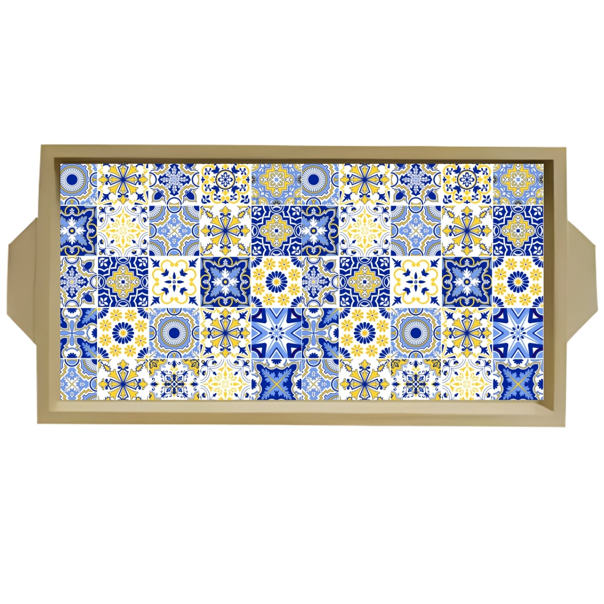Bandeja 2 Azulejos Simples Mdf Cru 33x18x2cm