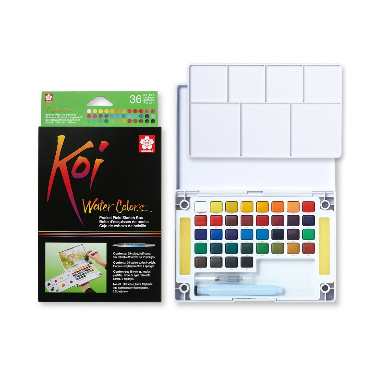Estojo Aquarela em Pastilha Koi Water Colors com 36 Unidades Xncw-36n - Sakura