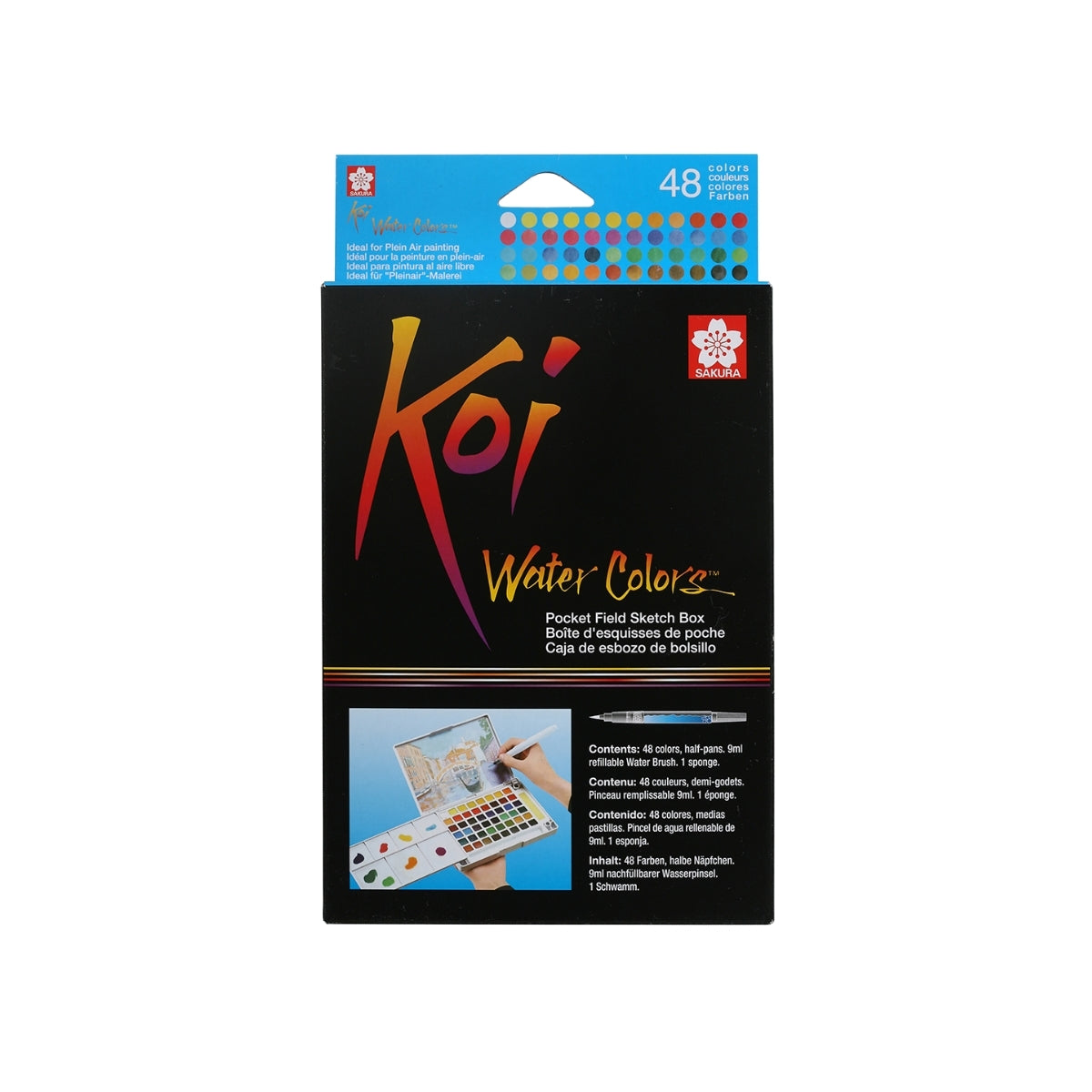 Estojo Aquarela em Pastilha Koi Water Colors com 48 Unidades Xncw-48n - Sakura