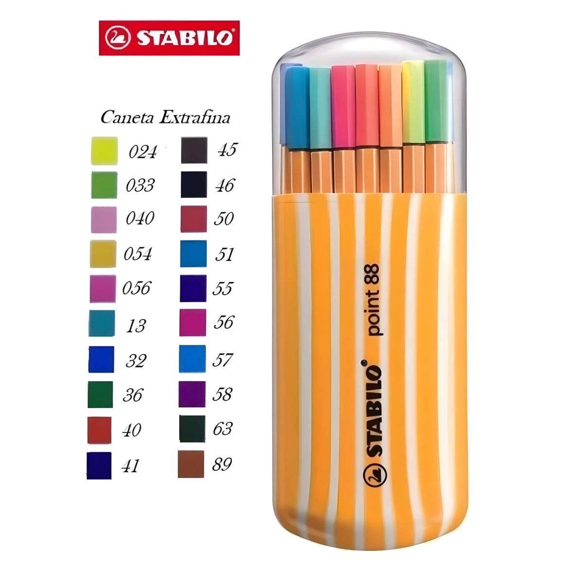 Estojo de Caneta Multiuso Point 88 Extrafina Stabilo 0.4Mm com 20 Cores