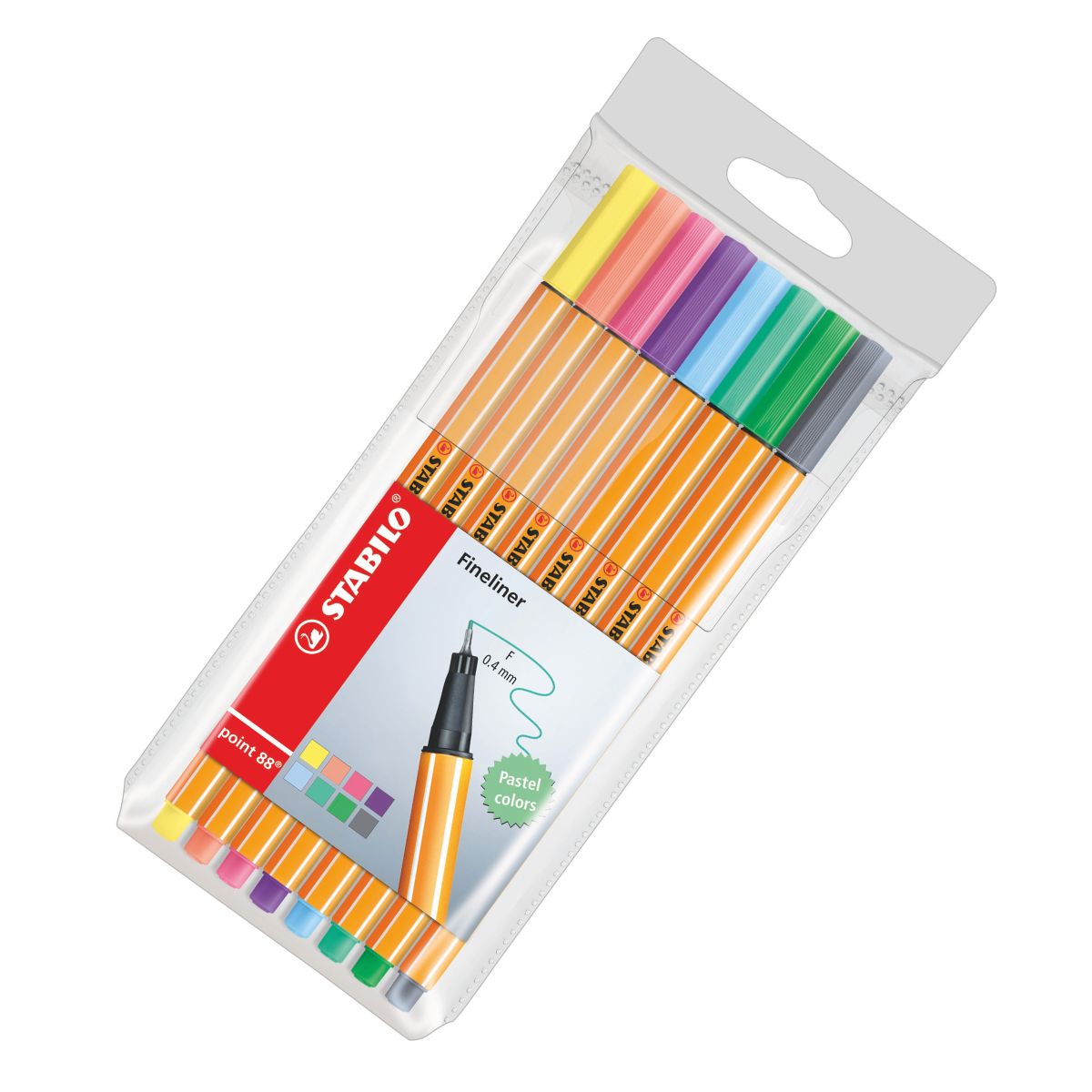Estojo de Caneta Multiuso Point 88 Extrafina Stabilo 0.4Mm com 08 Cores Tons Pastel