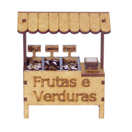 Miniatura Mdf Cru Barraca de Frutas e Verduras 10,5x11x5cm M1056 - Woodplan