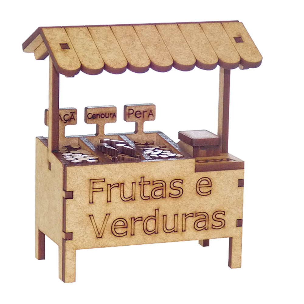 Miniatura Mdf Cru Barraca de Frutas e Verduras 10,5x11x5cm M1056 - Woodplan