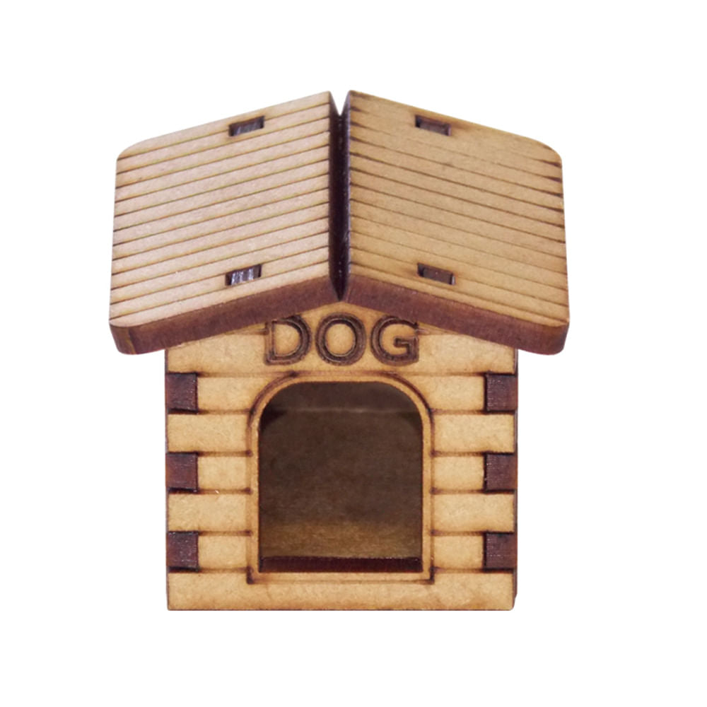 Miniatura Mdf Cru Casinha de Cachorro 4x5,5x4,5cm M1046 - Woodplan