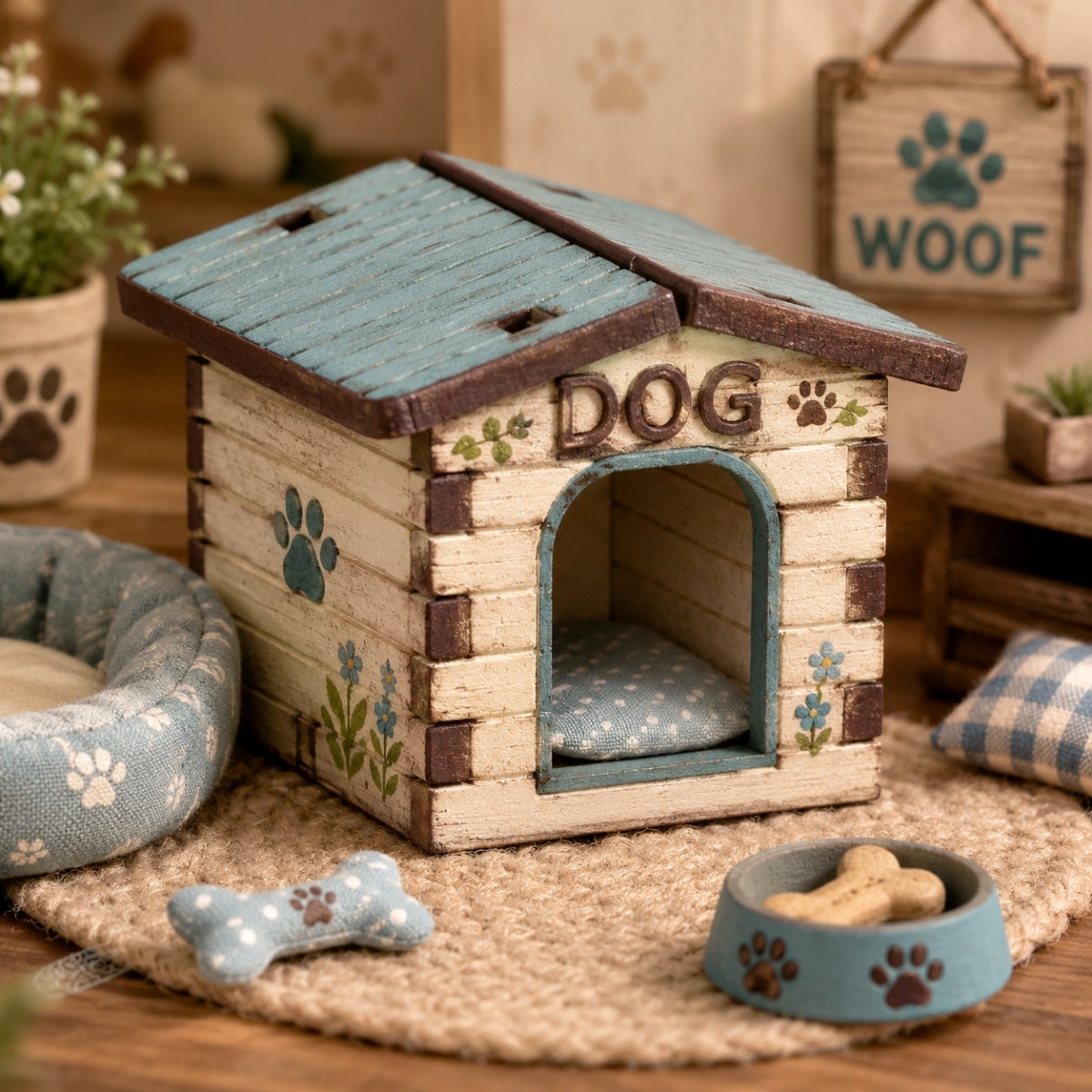 Miniatura Mdf Cru Casinha de Cachorro 4x5,5x4,5cm M1046 - Woodplan