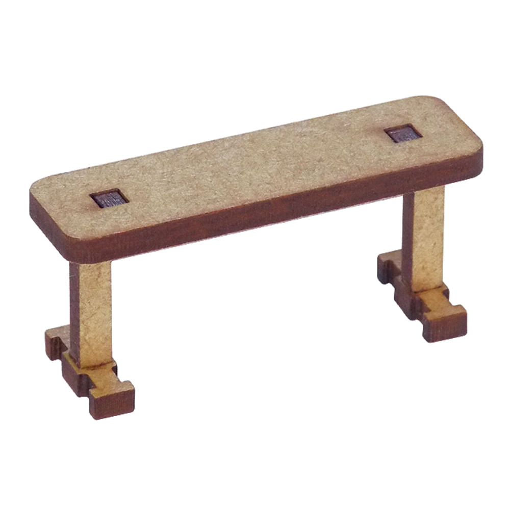 Miniatura Mdf Cru Banco Livre Fixo 2,2x1,4x4,5cm M1061 - Woodplan