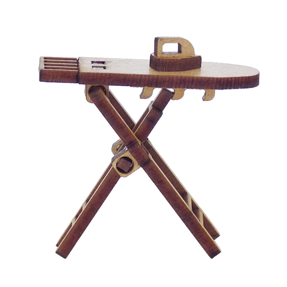 Miniatura Mdf Cru Tábua de Passar com Ferro 5x1,8x5,5cm M1064 - Woodplan