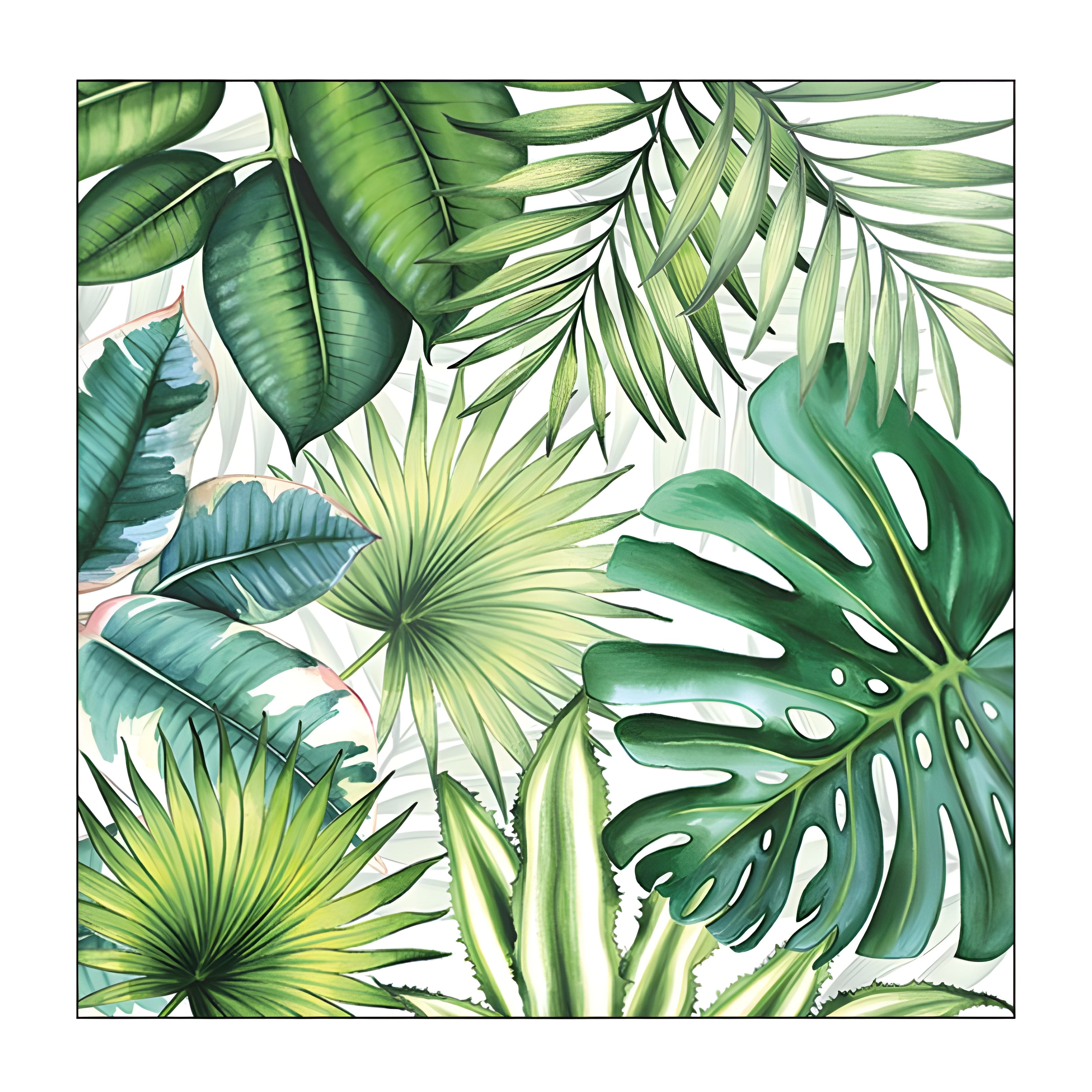 Guardanapo para Decoupage Ambiente 33x33cm com 20 Unidades - Folhas Tropicais Brancas