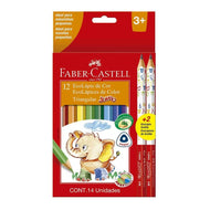 Lápis de Cor Ecolápis Jumbo Triangular 12 Cores + 2 Grafites com 14 Unidades - Faber-castell 125012+2