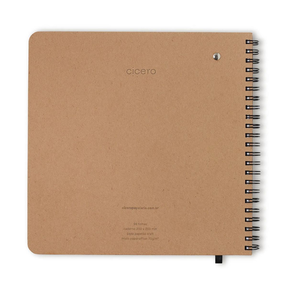 Caderno Cicero Kraft 20x20cm 96 Folhas sem Pauta