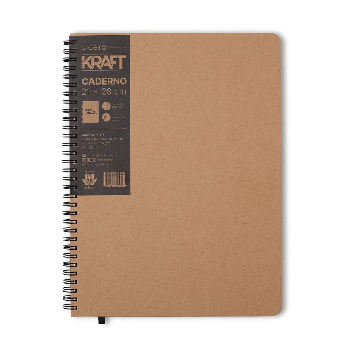 Caderno Cicero Kraft 21x28cm 96 Folhas sem Pauta