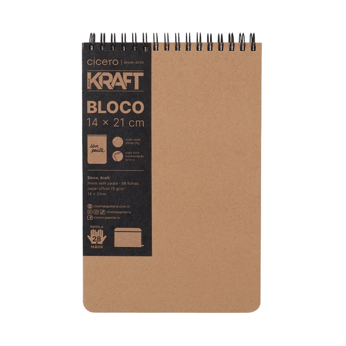 Bloco Kraft Cicero 14x21 Flexível sem Pauta com 96 Folhas