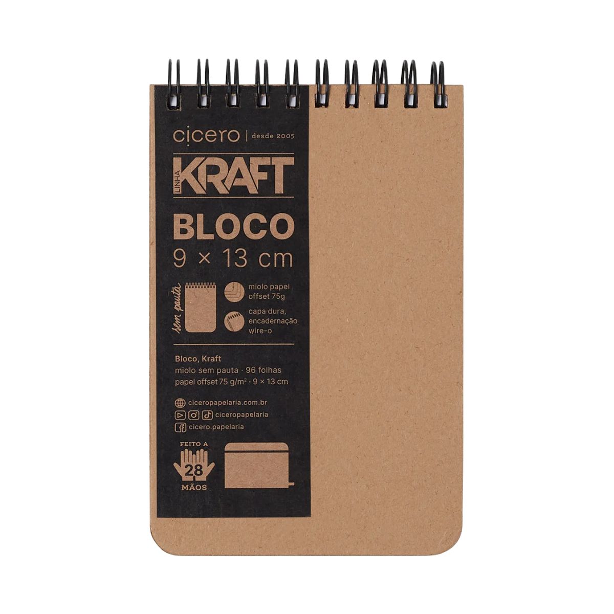 Bloco Kraft Cicero 9x13 Flexível sem Pauta com 96 Folhas