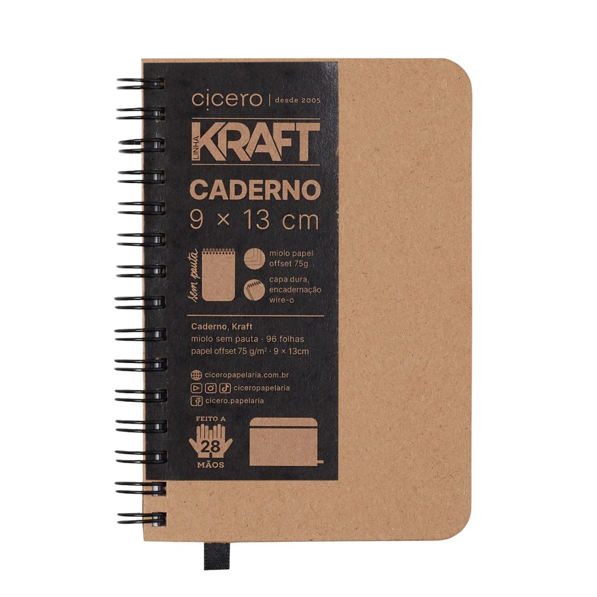 Caderneta Kraft Cicero 9x13cm sem Pauta 96 Páginas