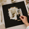 Papel para Scrapbook com Hot Stamping Xadrez Preto Dourado para Scrapbook e Papelaria Criativa Sh30-027 - Litoarte