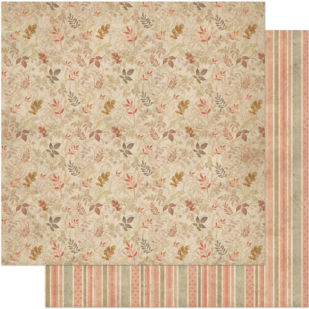 Papel para Scrapbook Dupla Face Folhas e Listras 30,5x30,5cm para Scrapbook e Papelaria Criativa Sd-0721 - Litoarte