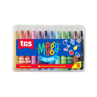 Giz Retrátil Mega Gel com 12 Cores - Tris