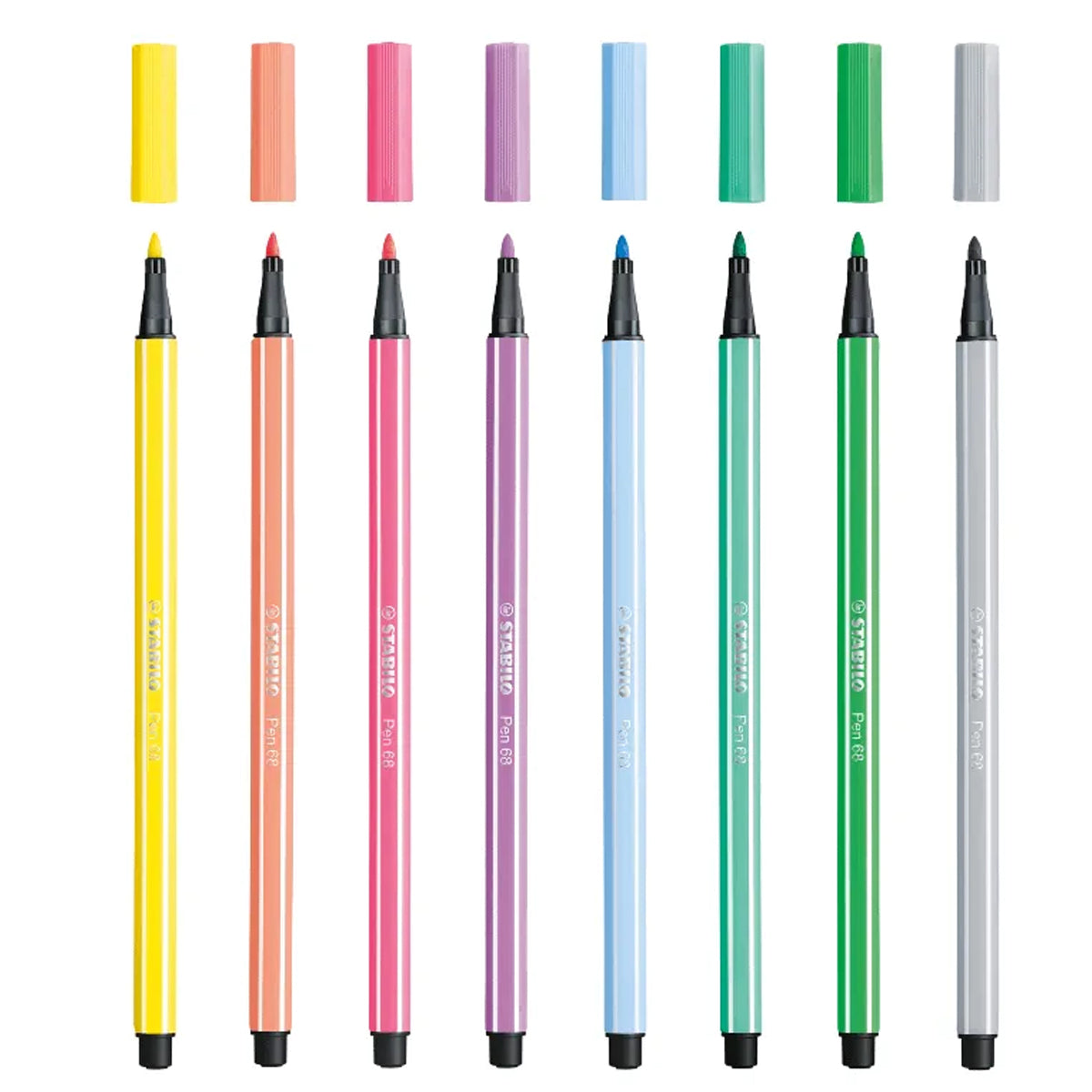 Canetas Hidrográficas Pen 68 Aquareláveis 1mm 8 Cores Pastel para Desenho, Lettering e Aquarela - Stabilo