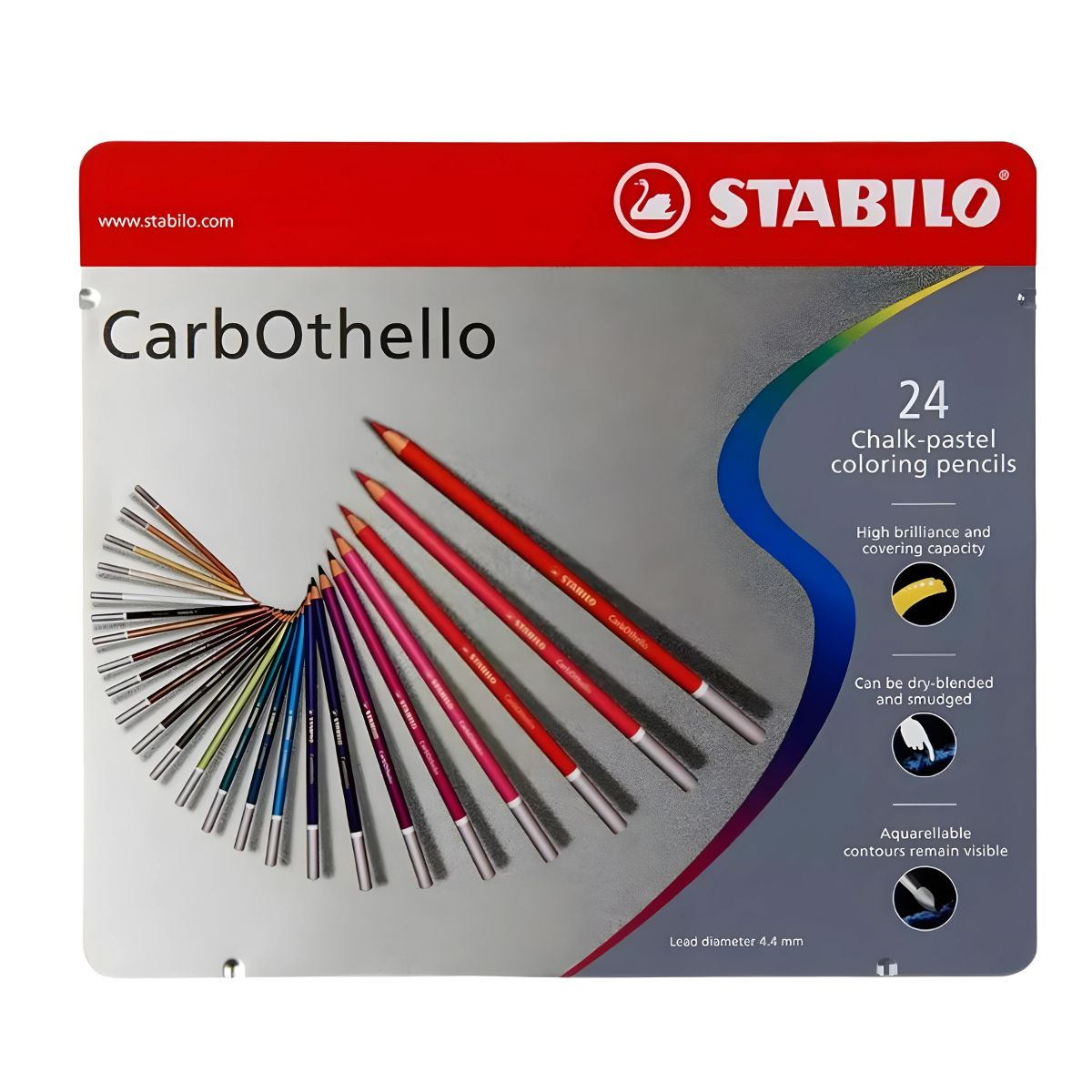 Lápis Pastel Seco Carbothello 24 Cores para Desenho e Esfumado - Stabilo