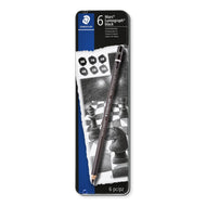 Estojo em Lata de Lápis Grafite Staedtler Mars Lumograph Black com 6 Unidades