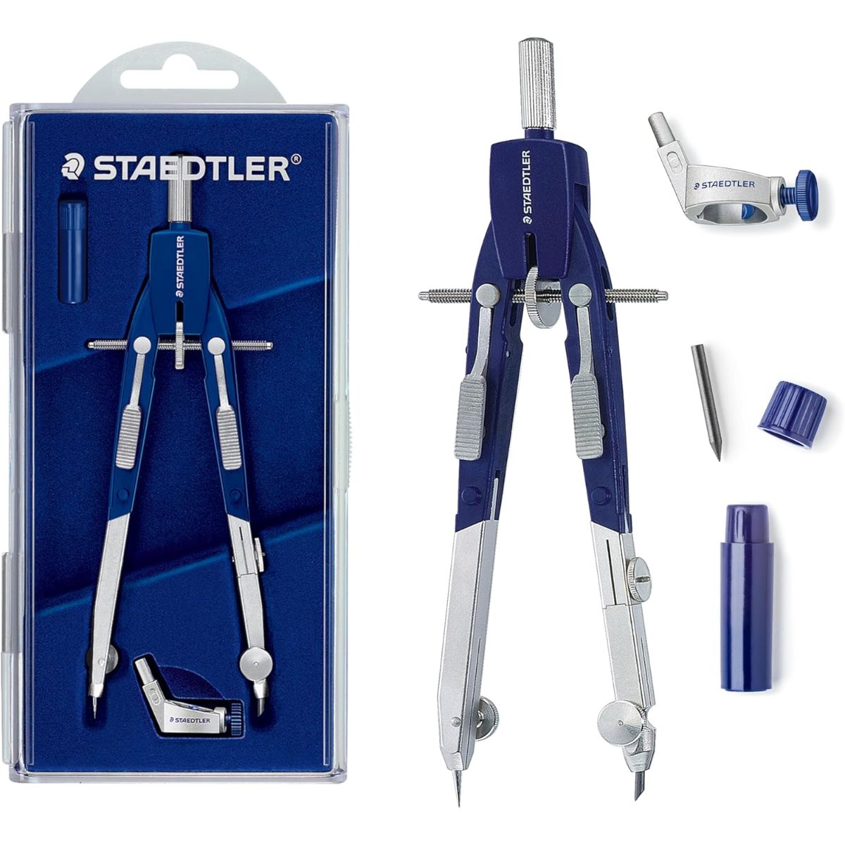 Compasso Staedtler de Precisão com Roda Central e Trava Ajuste Rápido Estojo X1