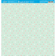 Papel para Scrapbook Estampas Basicas Corações Coloridos Fundo Verde 30,5x30,5cm para Scrapbook e Papelaria Criativa Sbb-106 - Litoarte