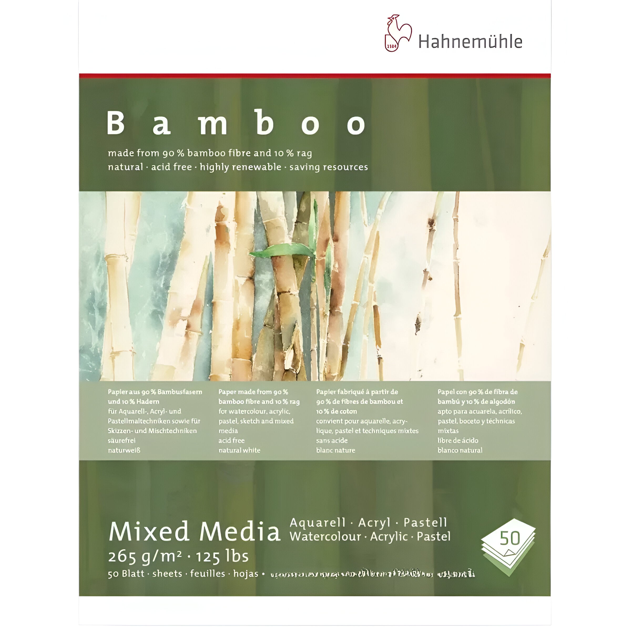 Bloco de Papel para Técnicas Mistas Hahnemühle Bamboo 265g/m²