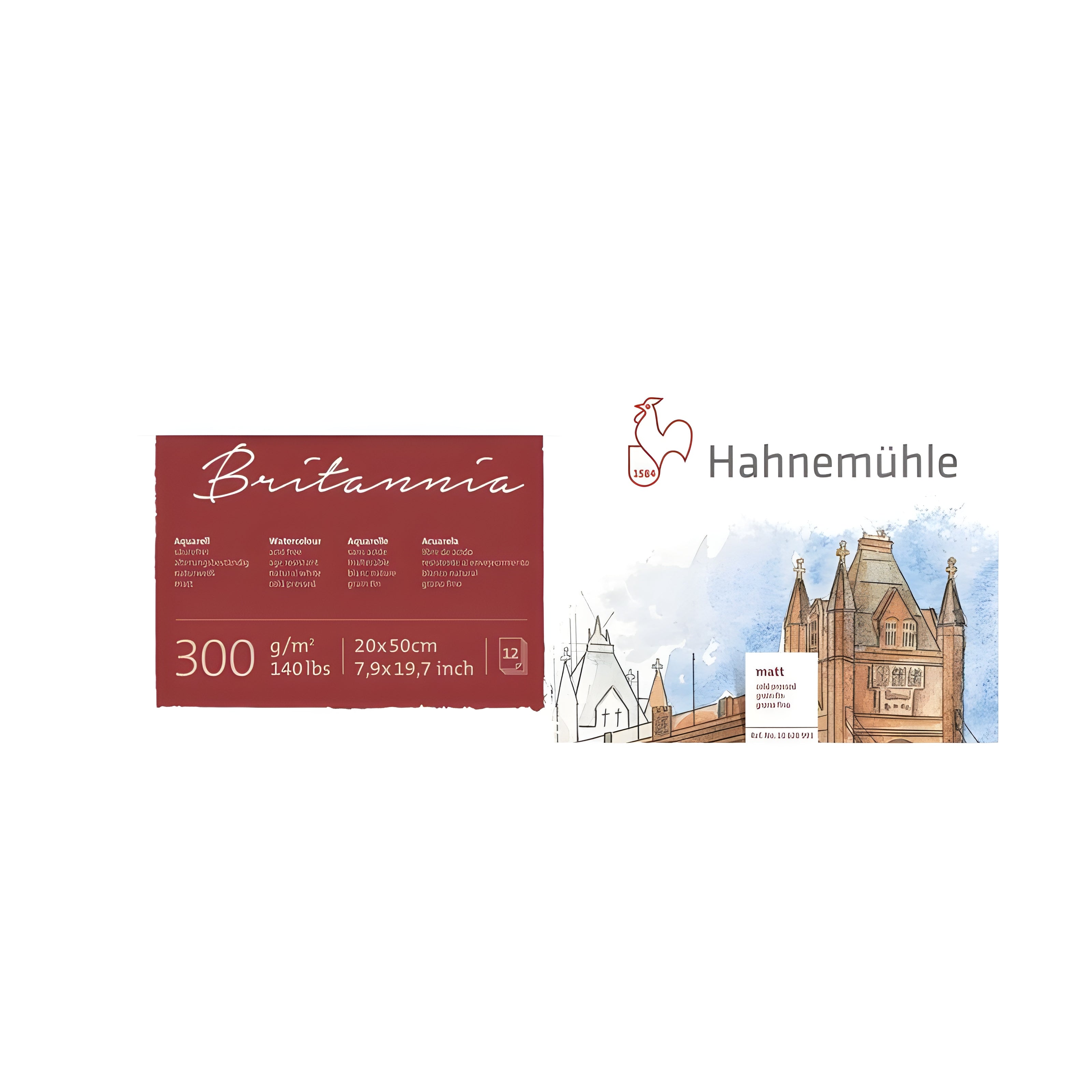 Bloco de Papel para Aquarela Hahnemühle Britannia 300g/m² Textura Fina com 12 Folhas