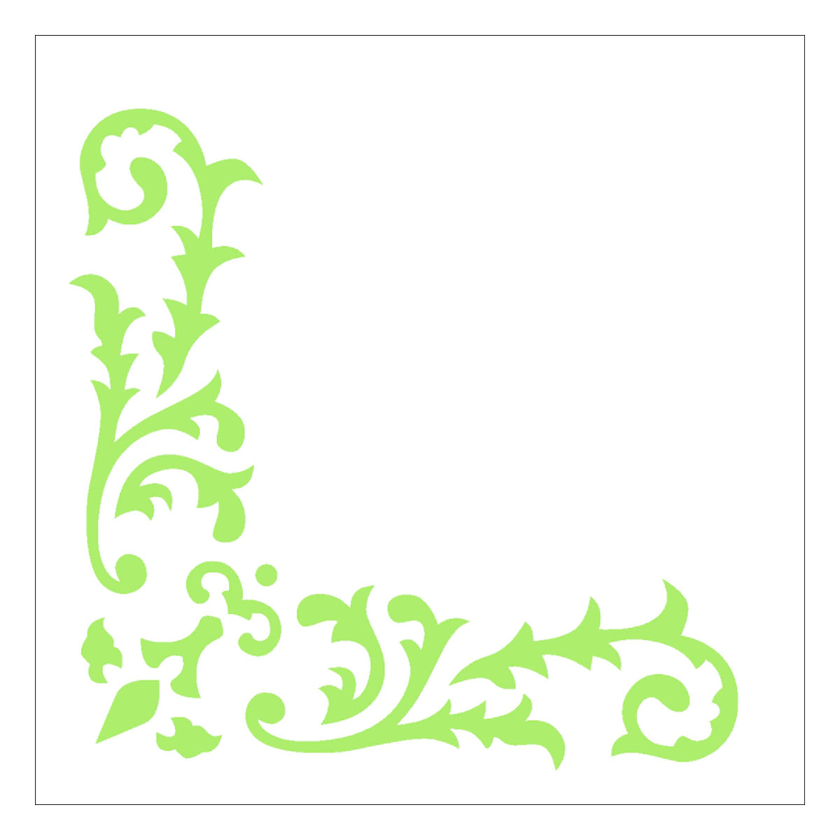 Stencil Cantoneira Arabesco Folhas 10x10cm para Pintura Decorativa e Artesanato 2327 - Opa
