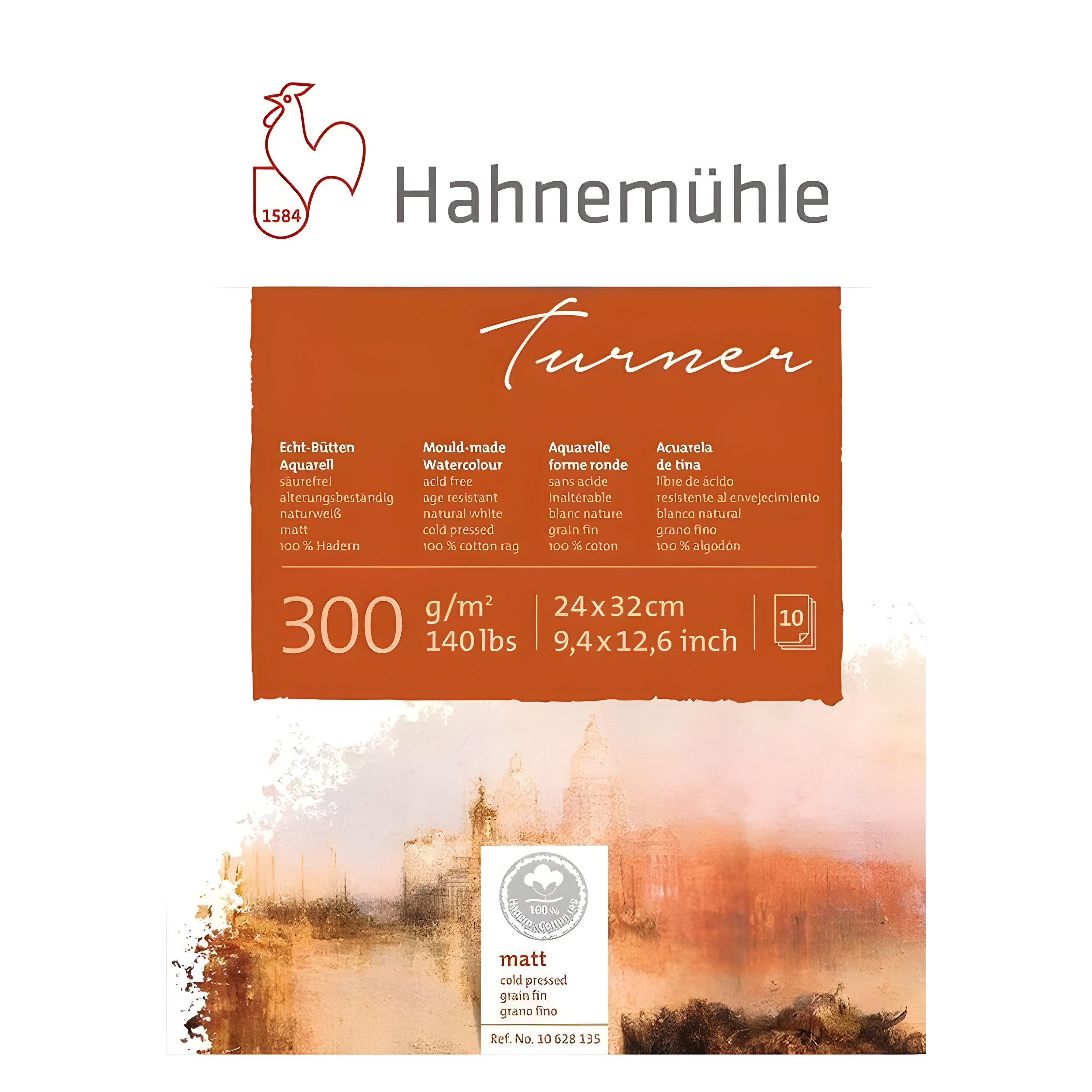 Bloco de Papel para Aquarela Hahnemühle William Turner 300g/m² Textura Fina com 10 Folhas
