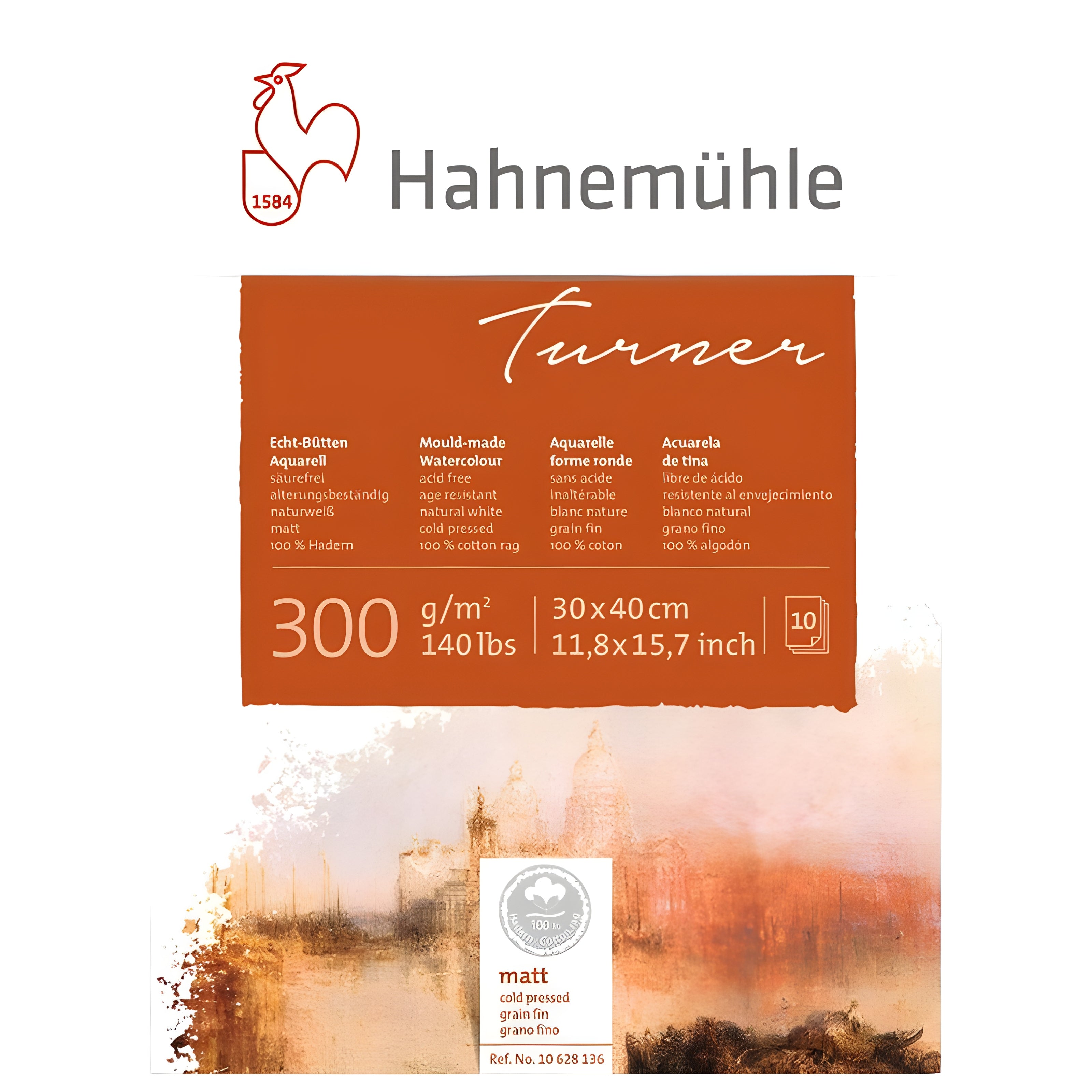 Bloco de Papel para Aquarela Hahnemühle William Turner 300g/m² Textura Fina com 10 Folhas