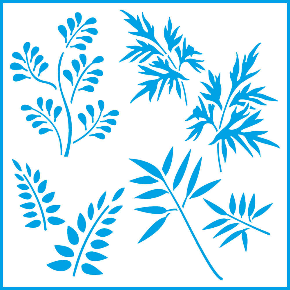 Stencil - Folhas 20x20cm para Pintura Decorativa e Artesanato Stxx-044 - Litoarte