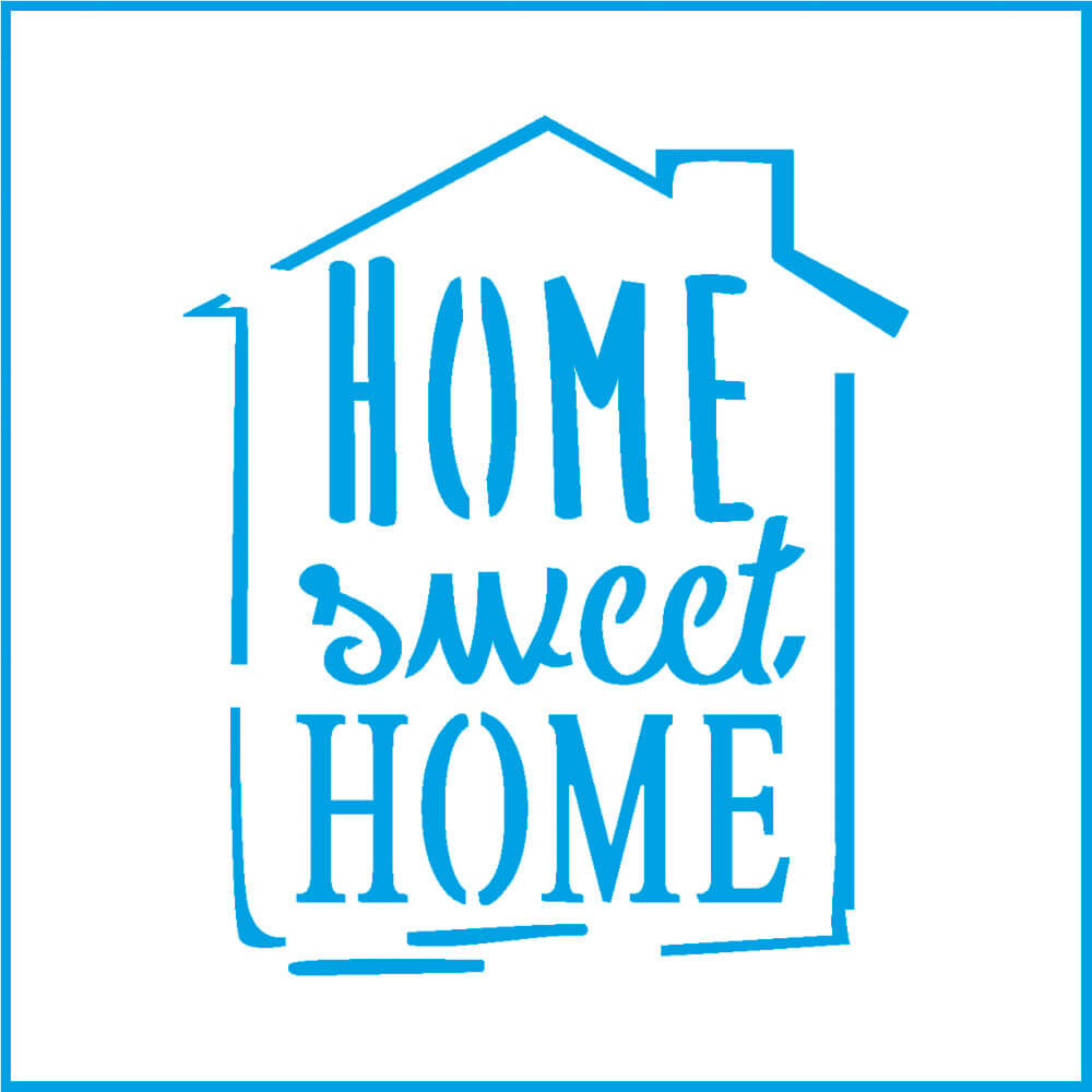 Stencil - Selo Home Sweet Home 10x10cm para Pintura Decorativa e Artesanato St-x-339 - Litoarte