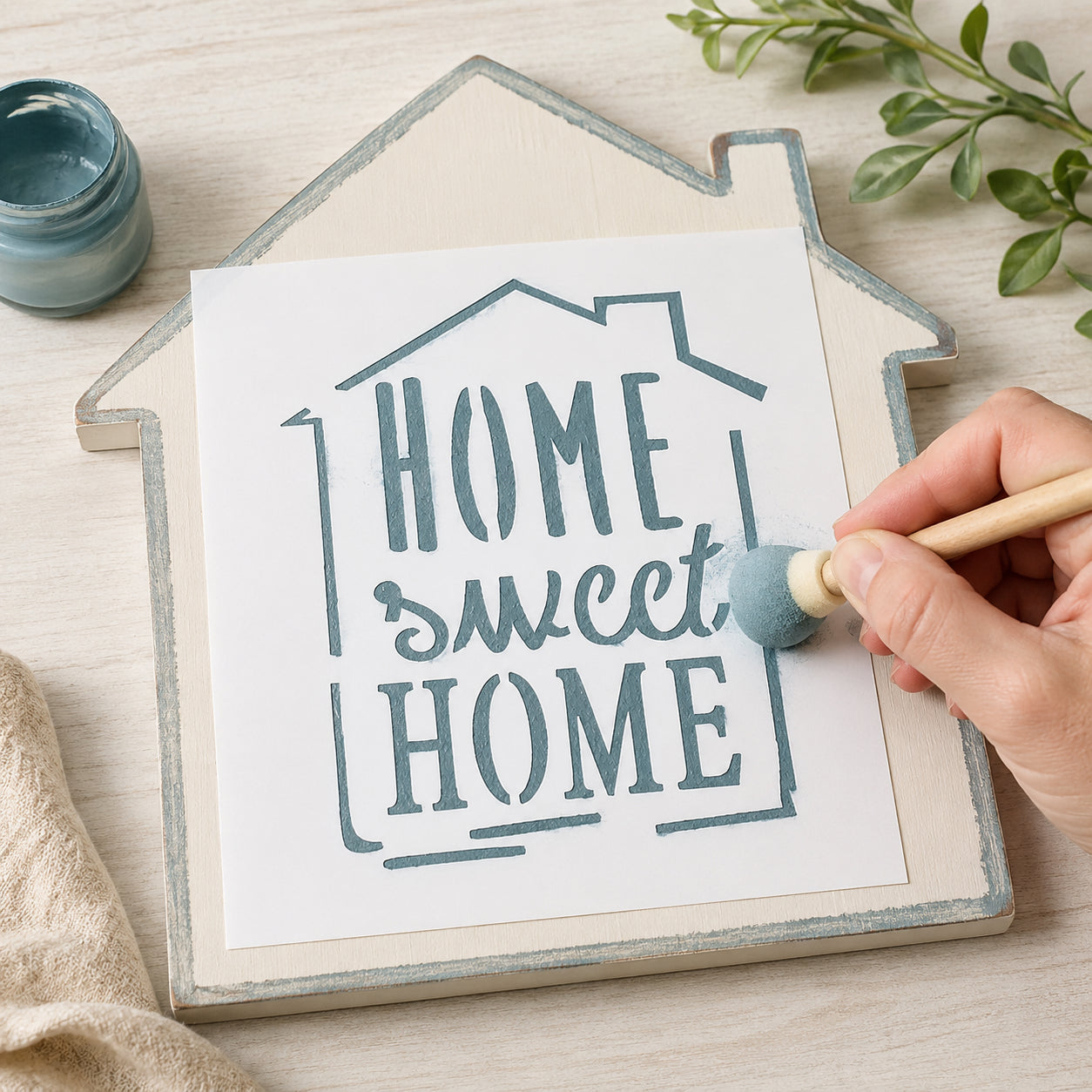 Stencil - Selo Home Sweet Home 10x10cm para Pintura Decorativa e Artesanato St-x-339 - Litoarte