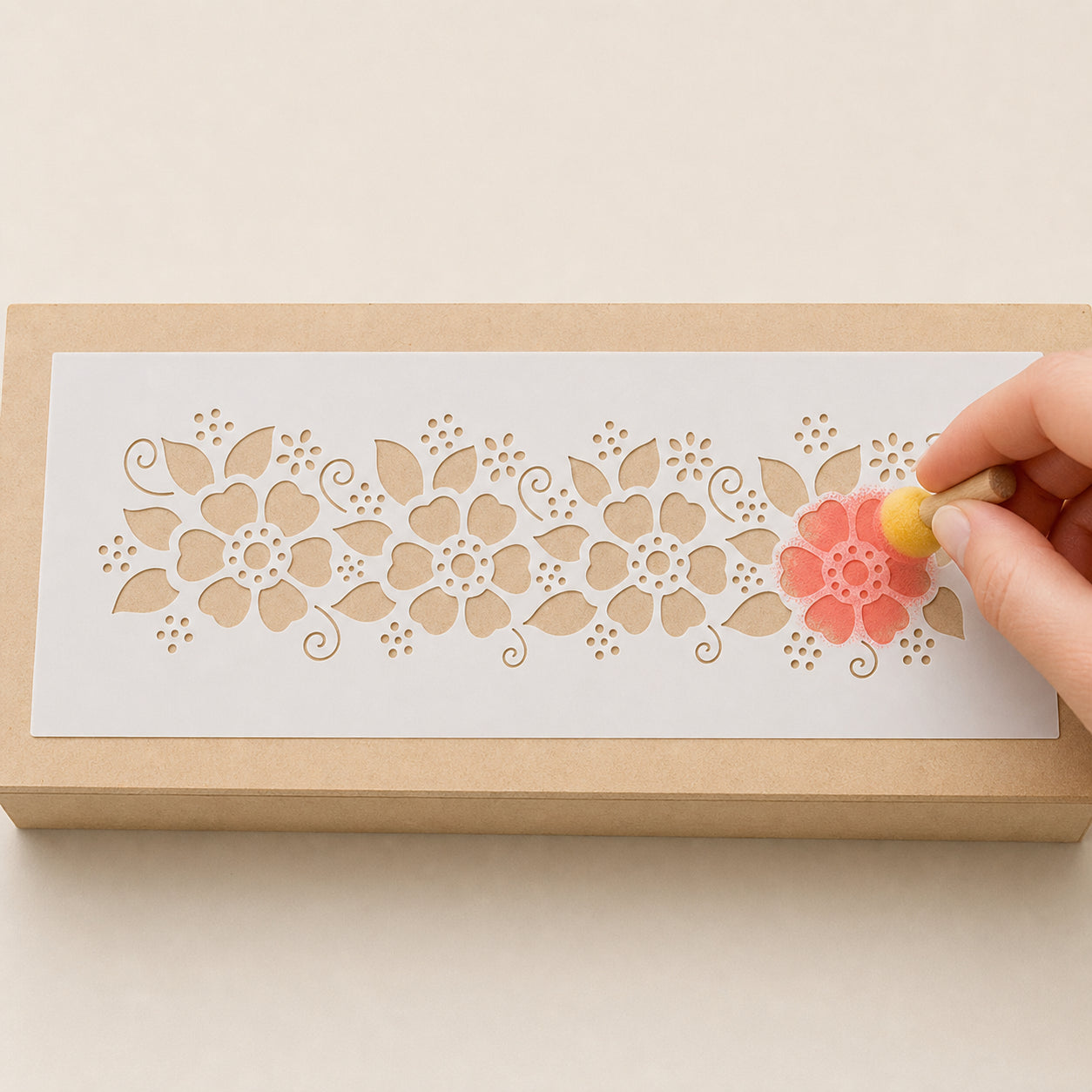 Stencil Pequeno Flores Vi 7x17cm para Pintura Decorativa e Artesanato Stp-0061 - Litoarte