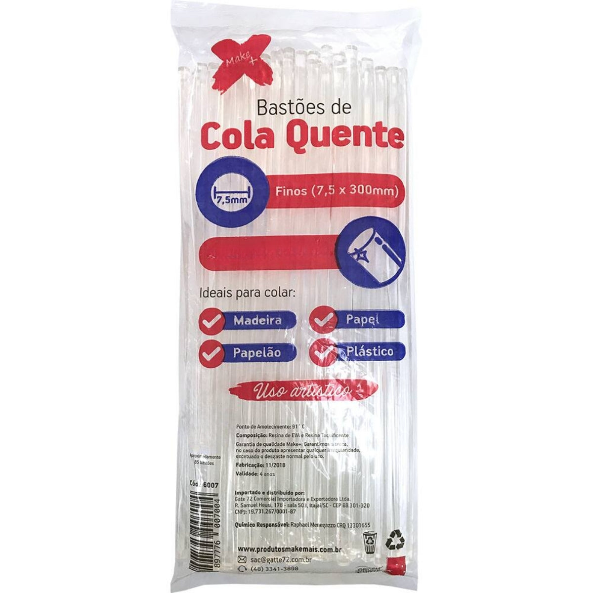 Pacote Bastões para Cola Quente Fino 1kg - Make+