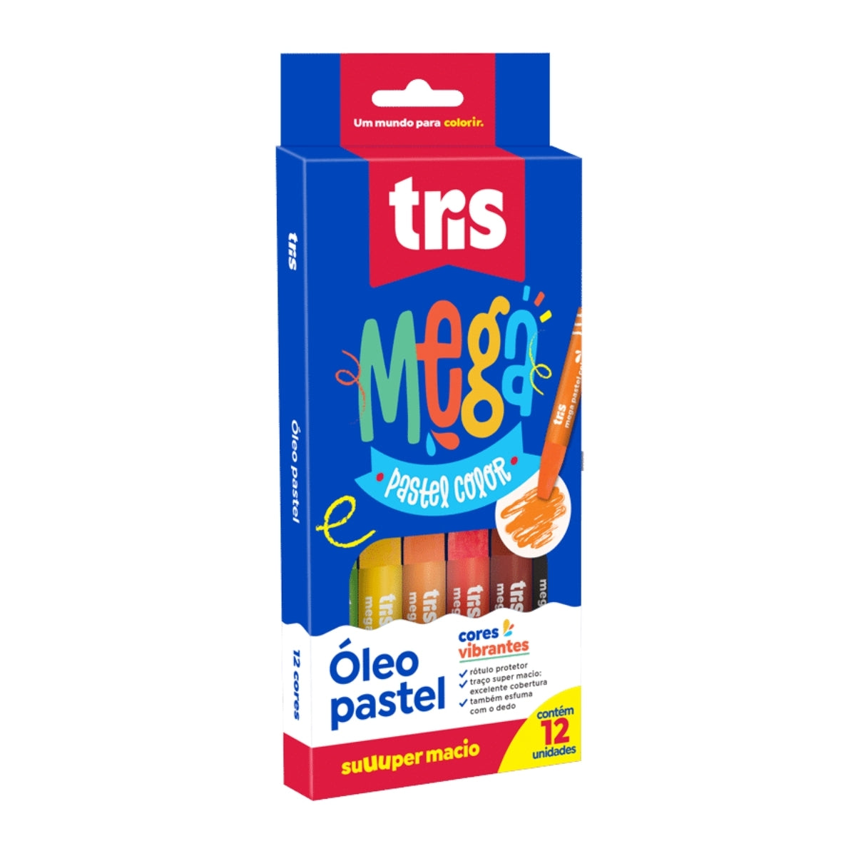 Giz Óleo Pastel com 12 Unidades - Tris