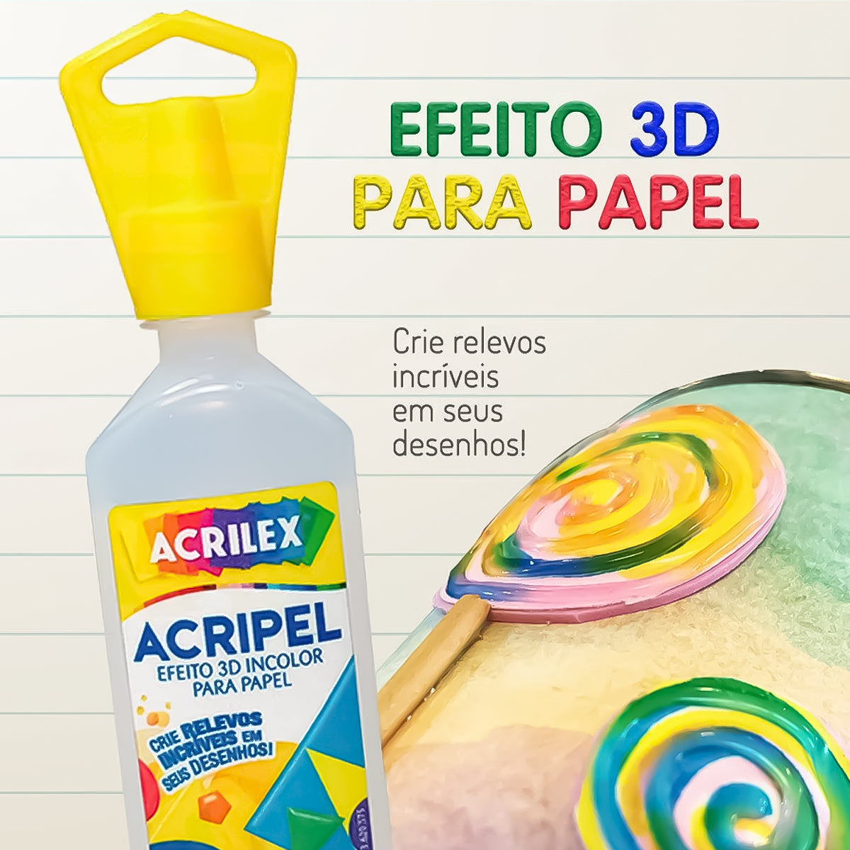 Acrilex Text Relevo 3D Incolor Acrilex Acripel 35ml - 22740 – Mundo do Artista