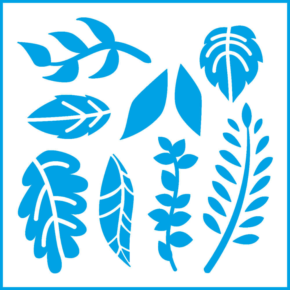 Stencil - Folhas 10x10cm para Pintura Decorativa e Artesanato St-x-203 - Litoarte