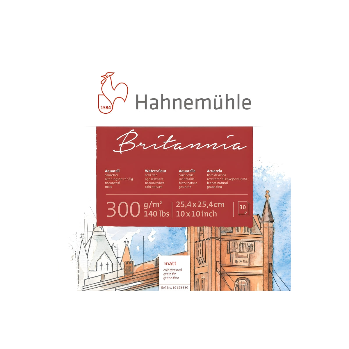 Bloco de Papel para Aquarela Hahnemühle Quattro Britannia 300g/m² 40x40cm Textura Fina com 30 Folhas