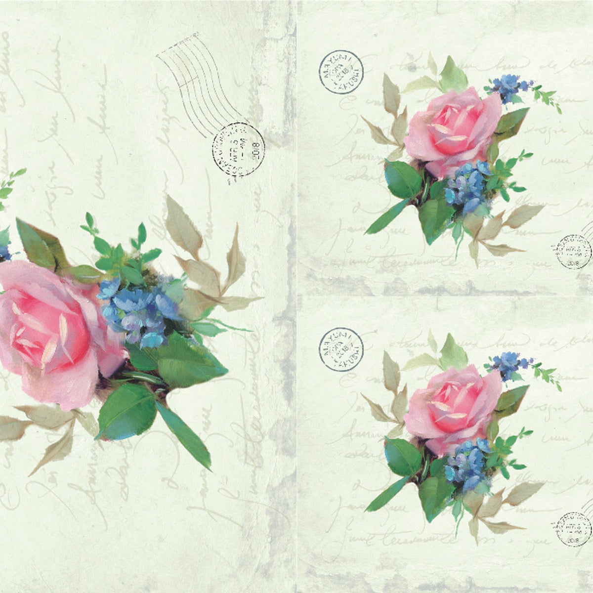 Papel de Seda Opapel Flor Rosa Iv 30x45cm para Decoupage e Artesanato 2380 - Opa