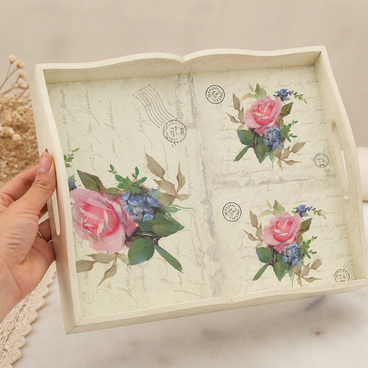 Papel de Seda Opapel Flor Rosa Iv 30x45cm para Decoupage e Artesanato 2380 - Opa