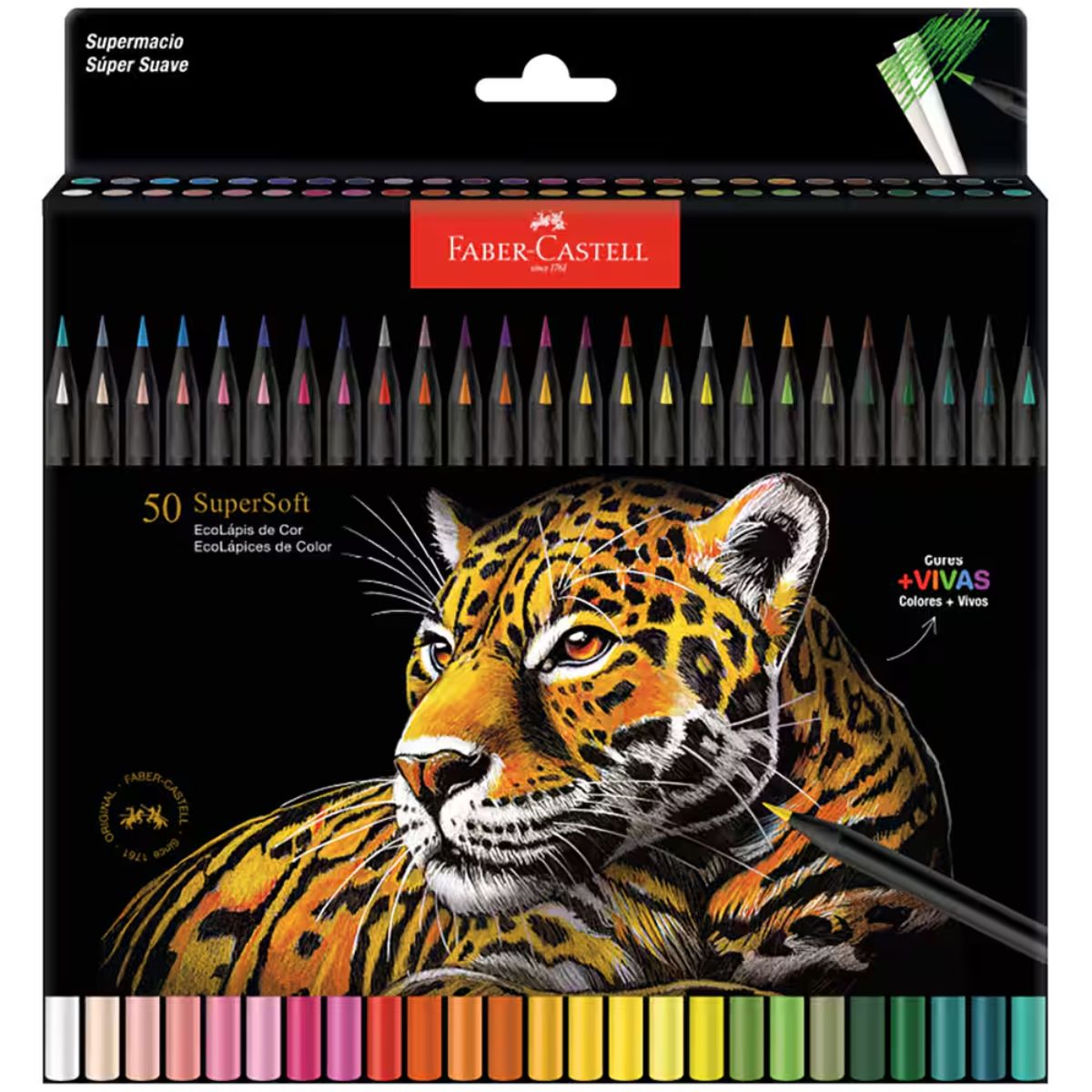 Estojo Lápis de Cor Supersoft 50 Cores Vivas - Faber-castell 210750