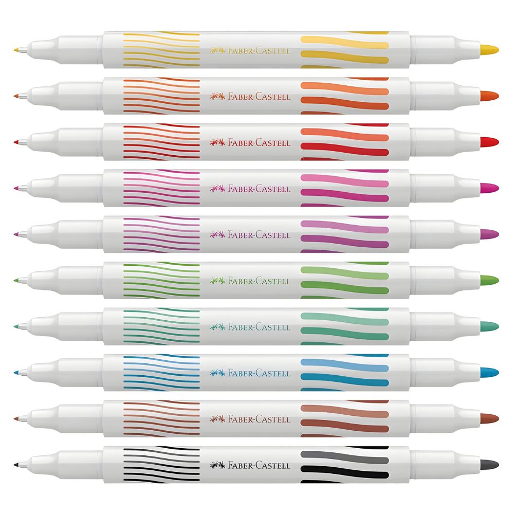 Canetinhas Ponta Dupla com 10 Cores - Faber-castell 15.0110Duo