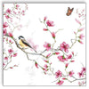 Guardanapo Para Decoupage Ambiente 33X33Cm Com 2 Unidades - Pássaro e Flor Branco