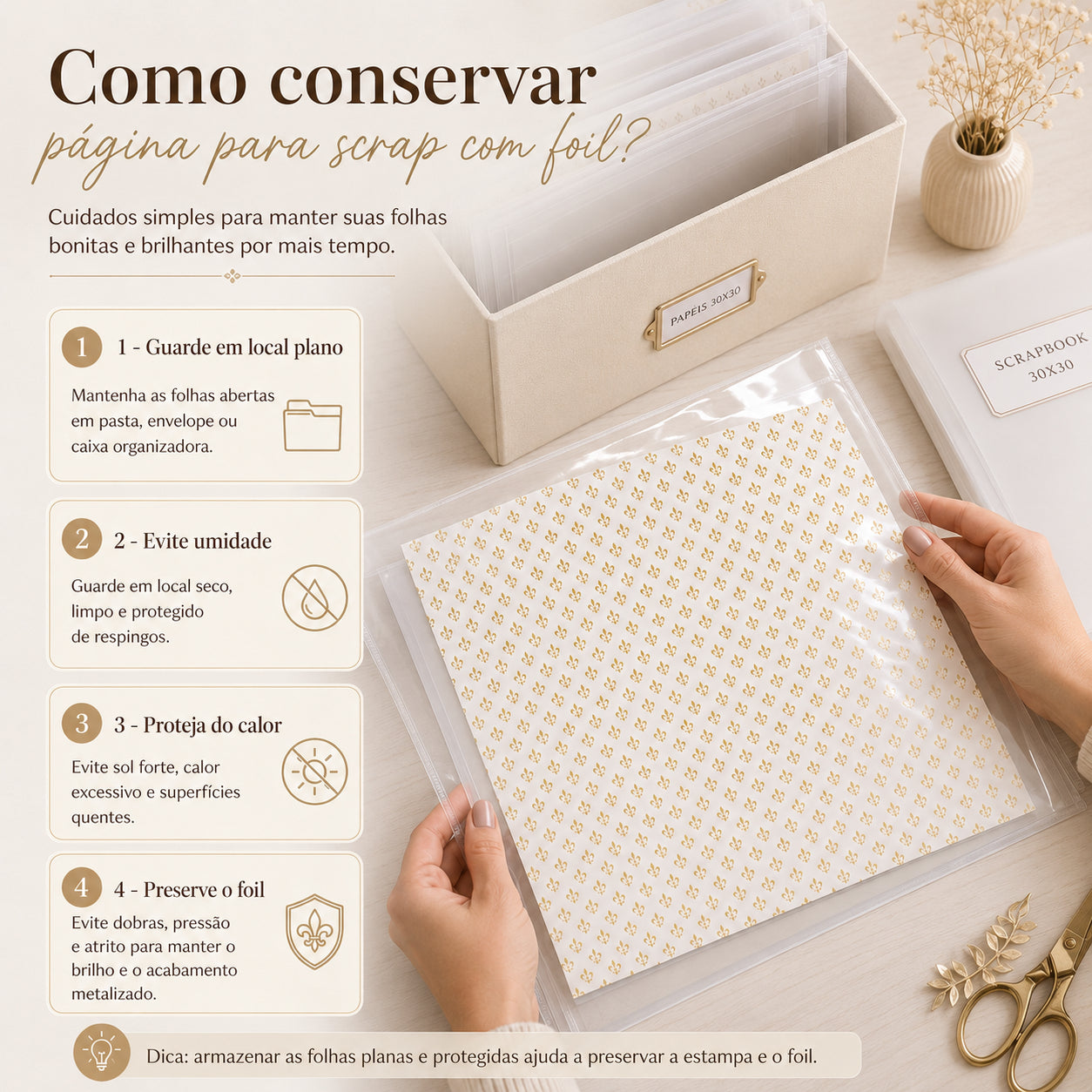 Papel para Scrapbook com Hot Stamping Xadrez Marrom Dourado para Scrapbook e Papelaria Criativa Sh30-026 - Litoarte