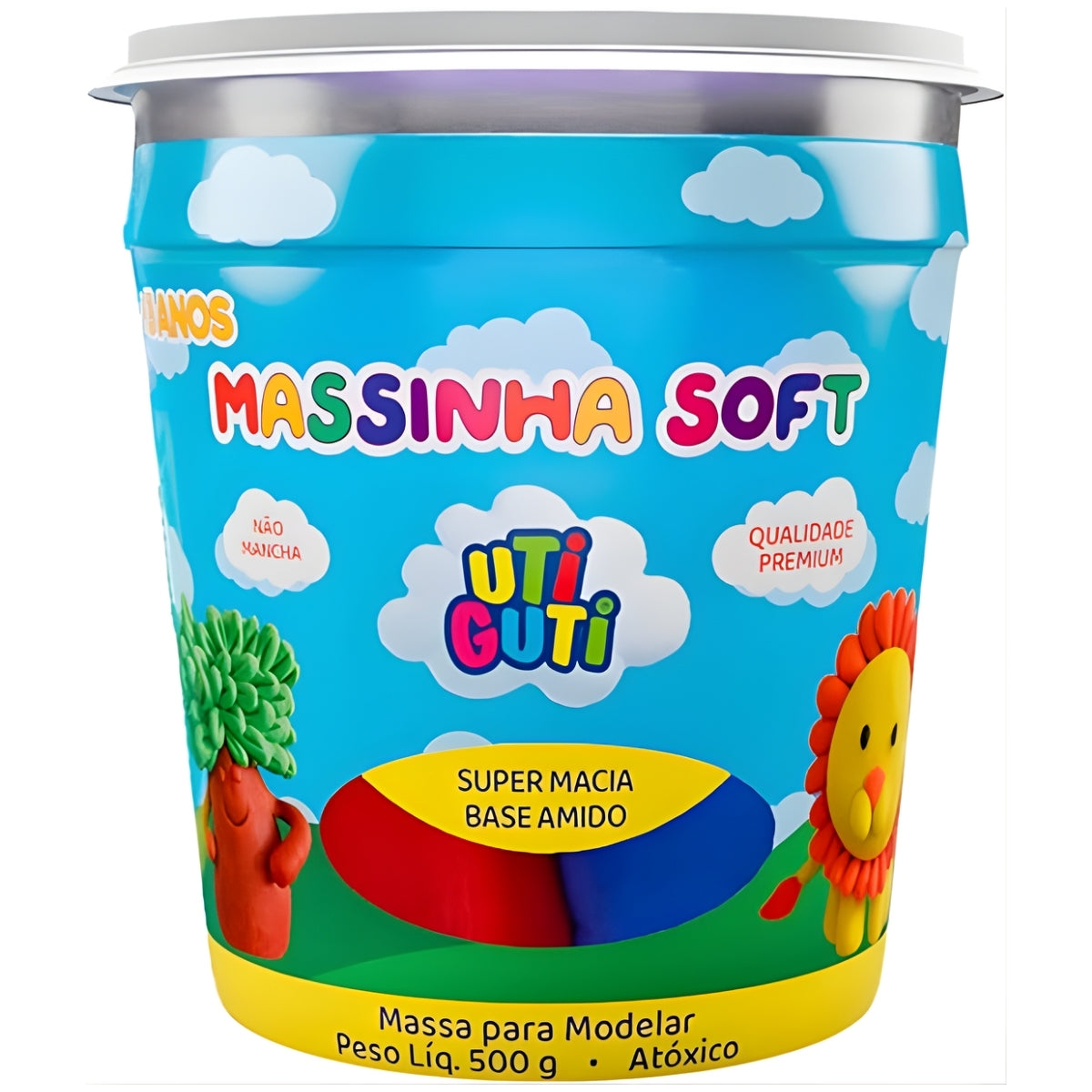 Pote Massinha Soft para Modelar 100g com 5 Cores - Utiguti